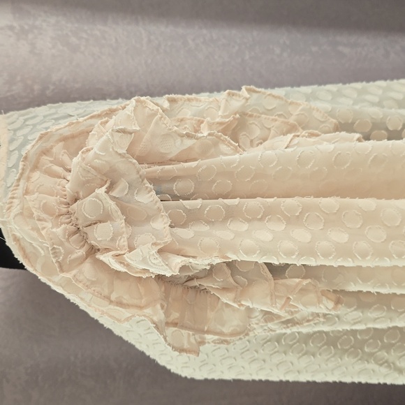 Perch by Blu Pepper Cream Dotted Ruffle Sleeve Blouse, Size 1X - Picture 7 of 11